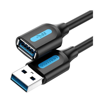 image of VENTION CBHBI USB 3.0 A Male to A Female Extension Cable 3.0M Black PVC Type with Spec and Price in BDT