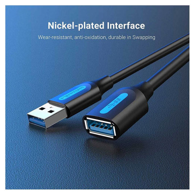 image of VENTION CBHBI USB 3.0 A Male to A Female Extension Cable 3.0M Black PVC Type with Spec and Price in BDT