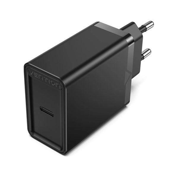 image of VENTION FAIB0-EU 1-port USB-C Wall Charger(30W) EU-Plug Black with Spec and Price in BDT