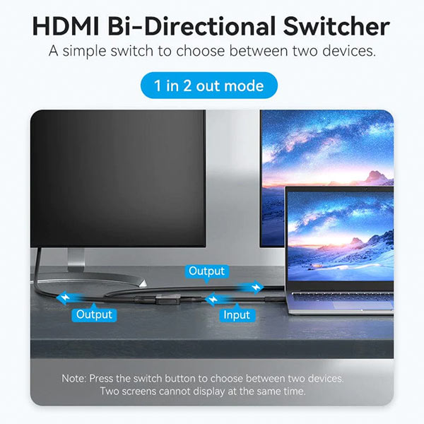 image of Vention AKOB0 2-Port HDMI Bi-Direction 4K Switcher with Spec and Price in BDT