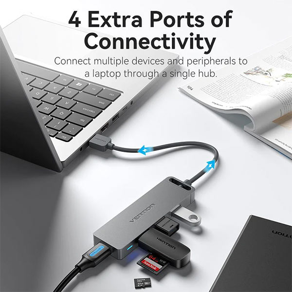 image of Vention CHLBD 4-Port USB 3.0 Hub with Power Supply with Spec and Price in BDT