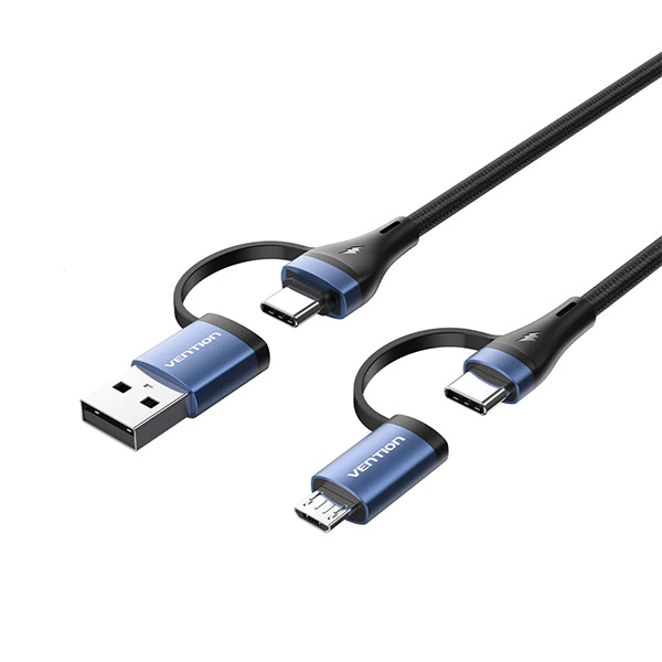 image of Vention CTLLF 4-in-1 Cotton Braided USB 2.0 5A Cable - 1M with Spec and Price in BDT