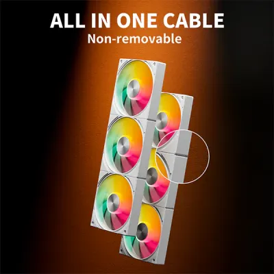 upHere U3TC3 ARGB All-in-One Casing Fan - White image of upHere U3TC3 ARGB All-in-One Casing Fan - White with Spec and Price in BDT