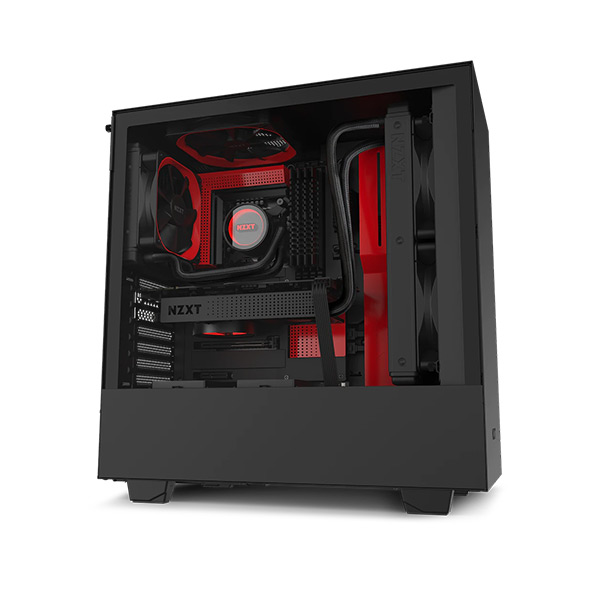 NZXT H510 (CA-H510B-BR) Compact Mid-Tower Casing - Black/Red