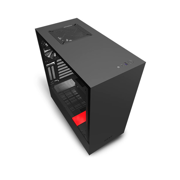 NZXT H510i (CA-H510I-BR) Compact Mid-Tower Casing with Smart Device 2 - Black/Red