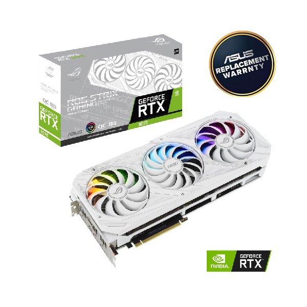 image of ASUS ROG Strix GeForce RTX 3070 V2 White OC Edition 8GB GDDR6 Graphics Card with Spec and Price in BDT