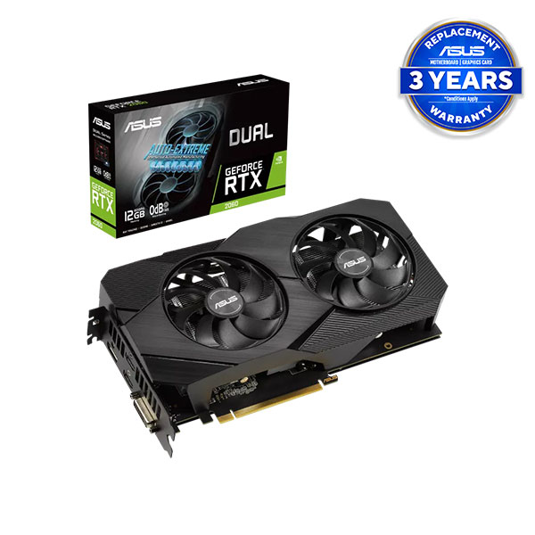 image of Asus Dual GeForce RTX 2060 EVO OC Edition 12GB GDDR6 Graphics Card with Spec and Price in BDT