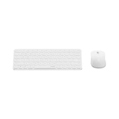 Rapoo 9050S Multi-mode Wireless Ultra-slim Compact Keyboard & Mouse Combo - White image of Rapoo 9050S Multi-mode Wireless Ultra-slim Compact Keyboard & Mouse Combo - White with Spec and Price in BDT
