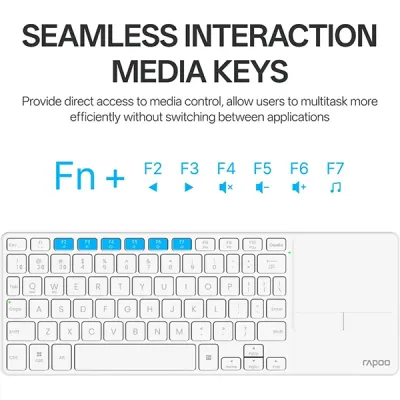 Rapoo E900T Portable Wireless Keyboard with Touchpad - White image of Rapoo E900T Portable Wireless Keyboard with Touchpad - White with Spec and Price in BDT