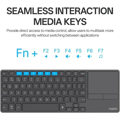 Rapoo E900T Portable Wireless Keyboard with Touchpad - Black image of Rapoo E900T Portable Wireless Keyboard with Touchpad - Black with Spec and Price in BDT