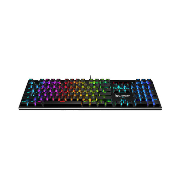 image of A4TECH BLOODY B820R Light Strike RGB Animation LK BLUE SWITCH Gaming Keyboard (With Extra 1 Set Duel Color & 8 Keycaps) with Spec and Price in BDT