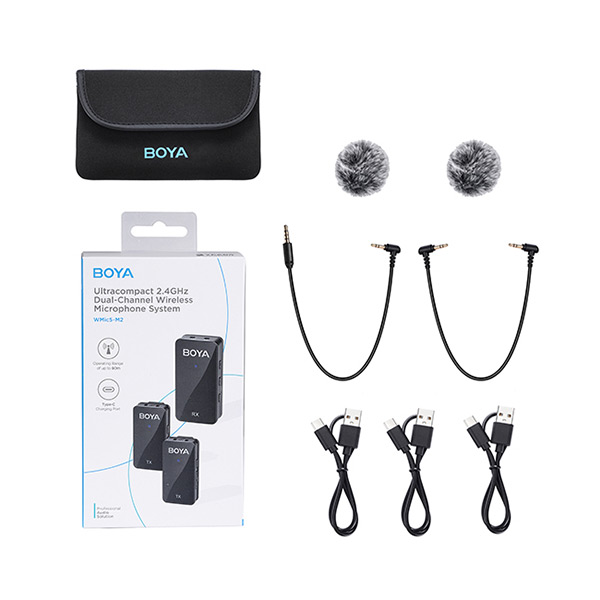 image of Boya BY-WMic5-M2 Ultracompact 2.4GHz Dual-Channel Wireless Microphone System with Spec and Price in BDT