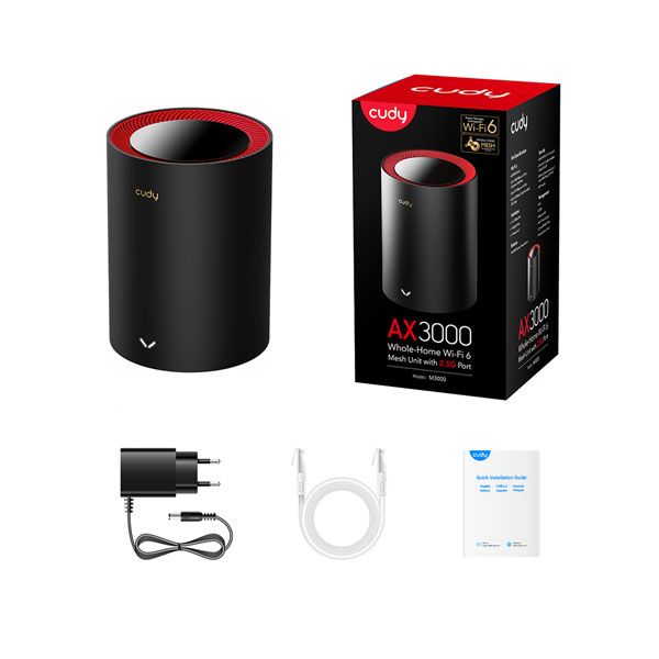 image of CUDY M3000 1-Pack AX3000 2.5G Dual Band Wi-Fi 6 Mesh System Router with Spec and Price in BDT