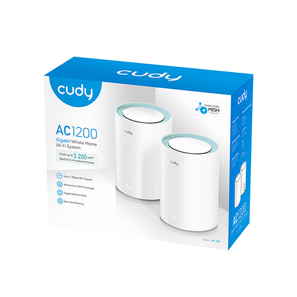 image of Cudy M1300 (2-pack) AC1200 Dual Band Whole Home Wi-Fi Mesh Gigabit Router with Spec and Price in BDT