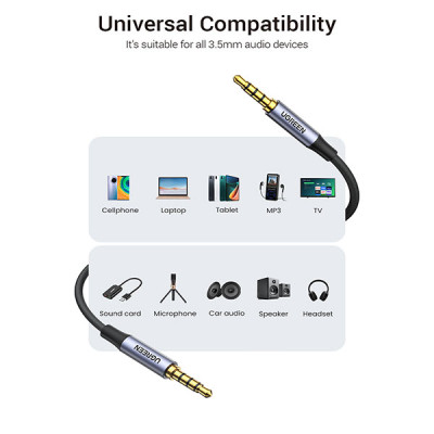 Ugreen AV183 (90788) 3.5mm 4-Pole Male to Male Audio Cable image of Ugreen AV183 (90788) 3.5mm 4-Pole Male to Male Audio Cable with Spec and Price in BDT