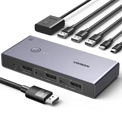 image of UGREEN CM695 (25962) 2 In 1 Out DisplayPort KVM Switch with Spec and Price in BDT