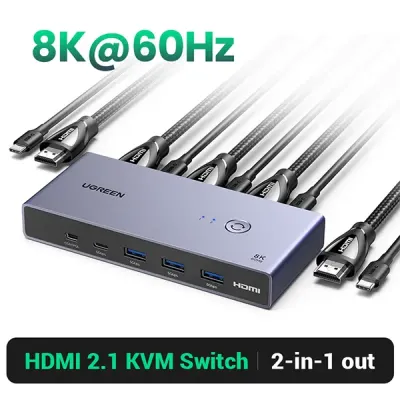 image of UGREEN CM695 (25962) 2 In 1 Out DisplayPort KVM Switch with Spec and Price in BDT