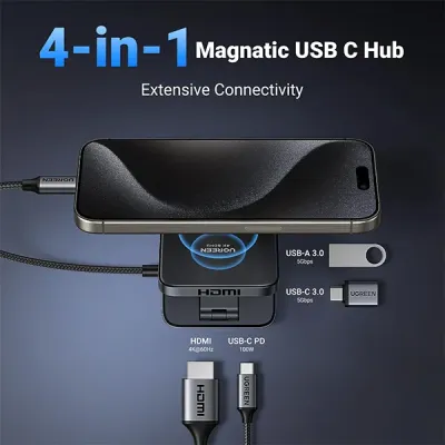image of UGREEN CM801 (35590) Multifunction 4-in-1 USB-C Hub with Spec and Price in BDT