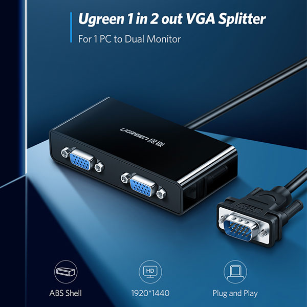 image of UGREEN 40254 (20918) 1 in 2 Out VGA Splitter with Spec and Price in BDT