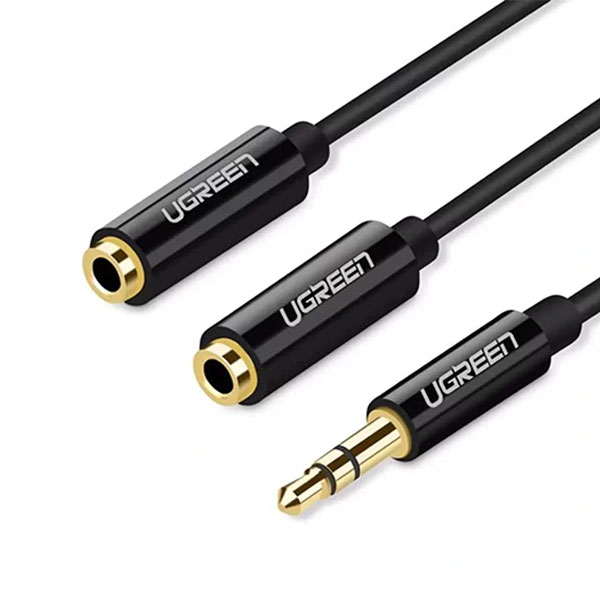 UGREEN AV134 (20816) 3.5mm Male to 2 Female Audio Cable 20cm (Black)