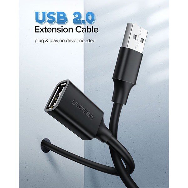 image of UGREEN US103 (10316) USB 2.0 Type-A Extension Cable - 2M with Spec and Price in BDT