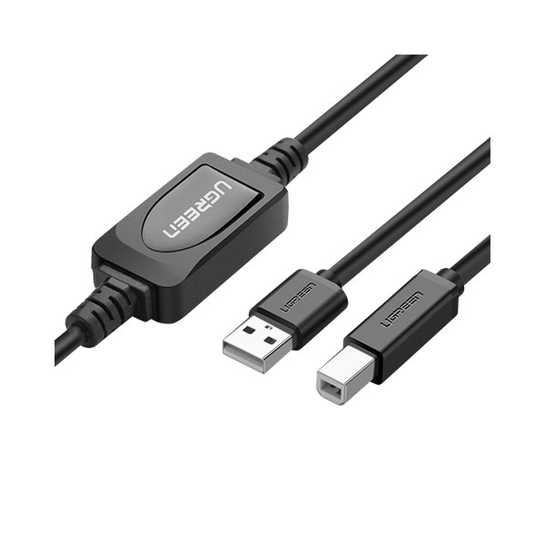 image of UGREEN US122 (10374) USB A to USB B 2.0 Active Printer Cable - 10M with Spec and Price in BDT