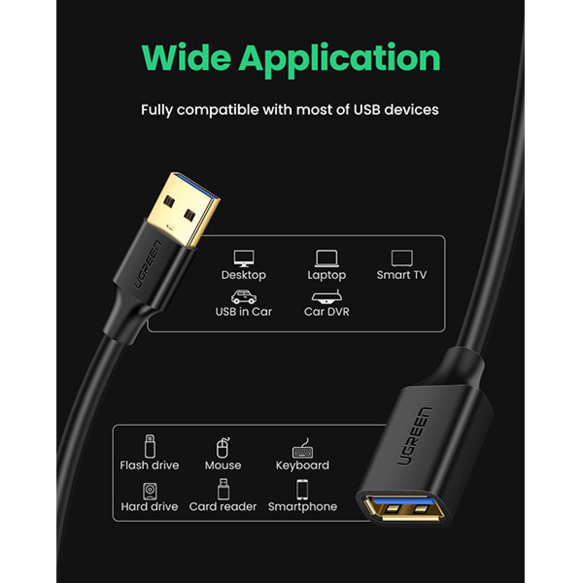 UGREEN US129 (10373) USB 3.0 Extension Cable - 2M Price in BD