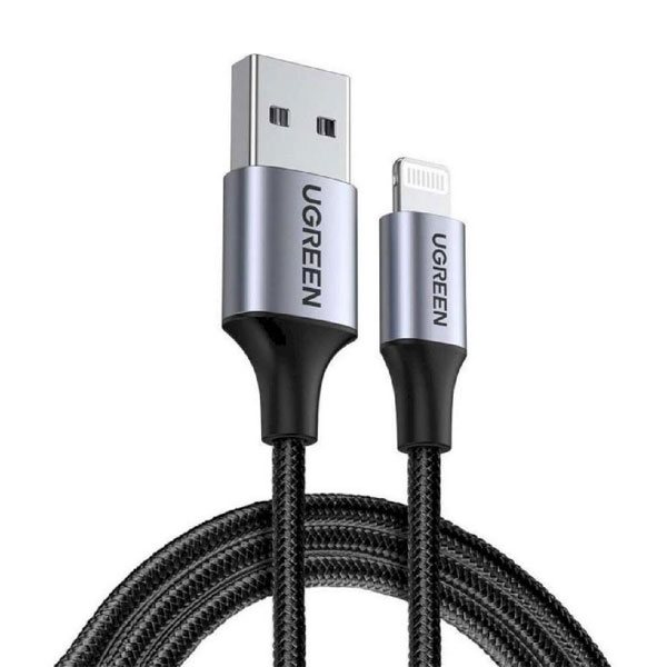 image of UGREEN US199 (60156) Lightning to USB Cable Aluminum Case with Braided  1m (Black)  with Spec and Price in BDT