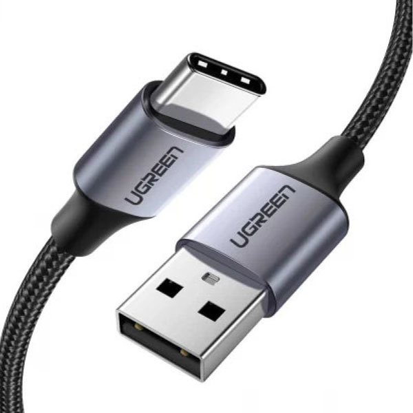 image of UGREEN US288 (60127) USB-A 2.0 to USB-C Cable Nickel Plating Aluminum Braid 1.5m (Black) with Spec and Price in BDT