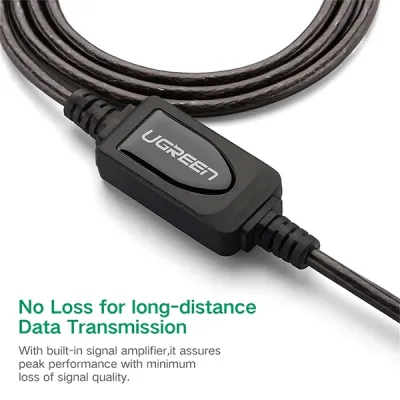 image of UGREEN US121 (10323) USB 2.0 Active Extension Cable with Chipset - 15M with Spec and Price in BDT