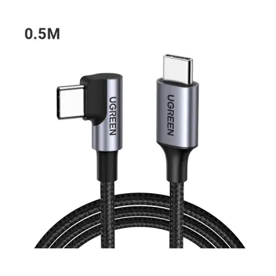 image of UGREEN US255 (50122) USB 2.0 Type-C to C Right Angled Braided Cable - 0.5M with Spec and Price in BDT