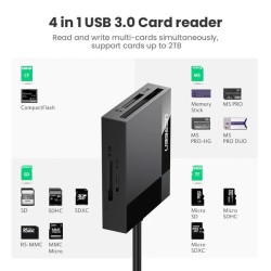 product image of Ugreen CR125 (30333) 4-in-1 USB 3.0 SD/TF Card Reader with Specification and Price in BDT