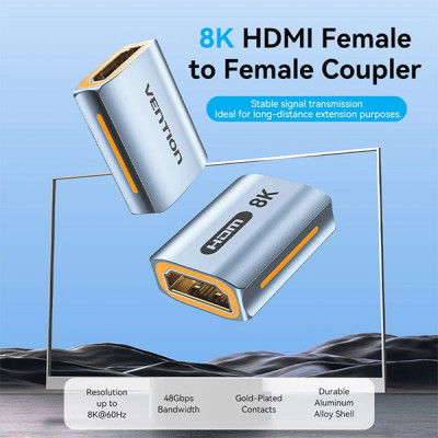 VENTION AIUH0 8K HDMI-A Female to Female Adapter image of VENTION AIUH0 8K HDMI-A Female to Female Adapter with Spec and Price in BDT