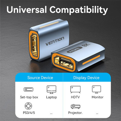 VENTION AIUH0 8K HDMI-A Female to Female Adapter image of VENTION AIUH0 8K HDMI-A Female to Female Adapter with Spec and Price in BDT