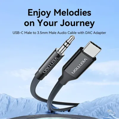 VENTION BIFBF USB-C Male to 3.5mm Male Audio Cable with DAC Adapter - 1M image of VENTION BIFBF USB-C Male to 3.5mm Male Audio Cable with DAC Adapter - 1M with Spec and Price in BDT