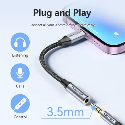 VENTION BMBHA Lightning to 3.5 mm Earphone Jack Adapter image of VENTION BMBHA Lightning to 3.5 mm Earphone Jack Adapter with Spec and Price in BDT
