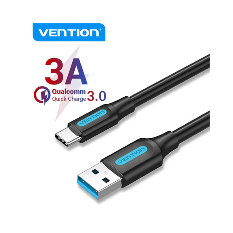 Vention USB 3.0 A To USB-C Cable COZBH 2m Black PVC (2 M, USB 3.0