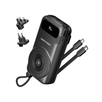 VENTION FHXB0 22.5W 10000mAh LED Display 6-in-1 Travel Power Bank with Built-in USB-C and Lightning Cable image of VENTION FHXB0 22.5W 10000mAh LED Display 6-in-1 Travel Power Bank with Built-in USB-C and Lightning Cable with Spec and Price in BDT