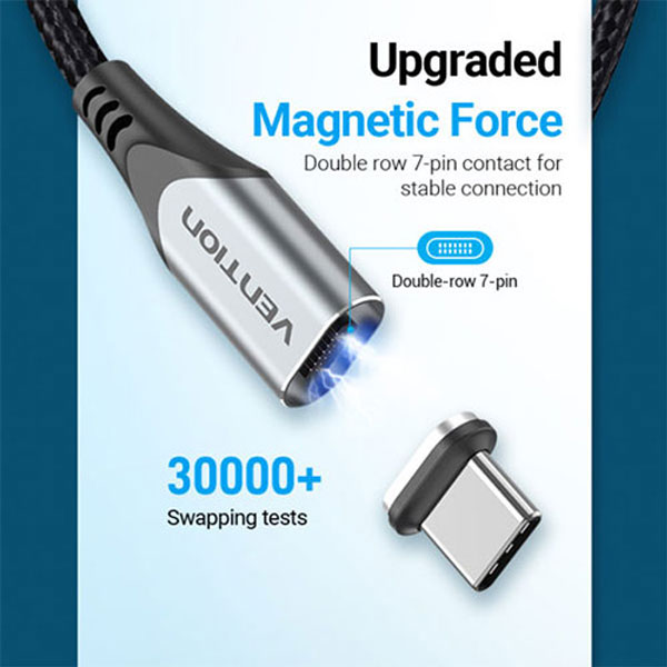 image of VENTION CQMHG USB 2.0 (m) to 2-in-1 Micro-B & USB-C Male Magnetic Cable 1.5M with Spec and Price in BDT