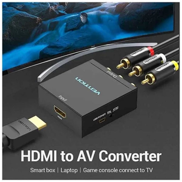 image of VENTION AEEB0 HDMI to RCA Converter Black Metal Type with Spec and Price in BDT