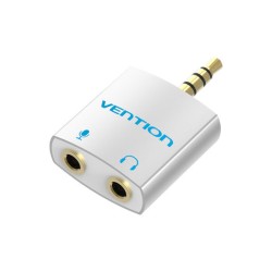 VENTION BDBW0 4 Pole 3.5mm Male to 2*3.5mm Female Audio Splitter with Separated Audio and Microphone Port Slivery