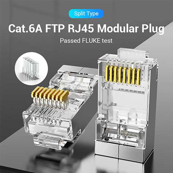 image of VENTION IDFR0-50 Cat.6A FTP RJ45 Modular Plug Transparent 50 Pack with Spec and Price in BDT