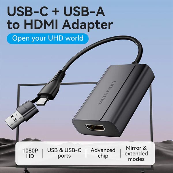 image of Vention ACYHB USB-C and USB-A to HDMI Adapter with Spec and Price in BDT