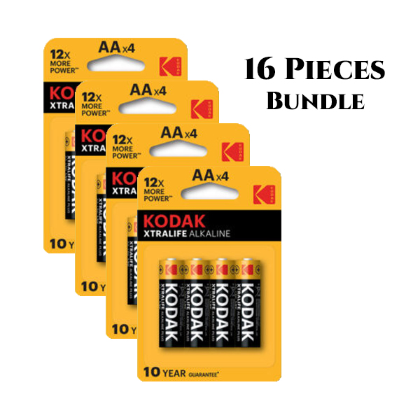 Kodak AA  XTRALIFE Alkaline Battery (16 Pieces Bundle)