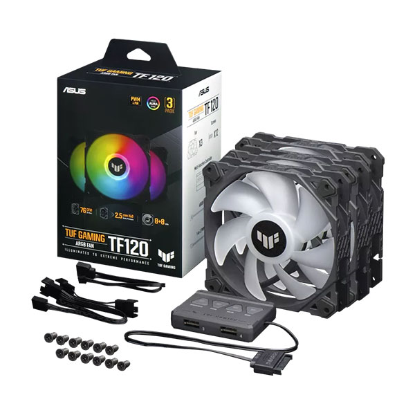 image of ASUS TUF Gaming TF120 ARGB Triple Fan Kit with ARGB Controller with Spec and Price in BDT