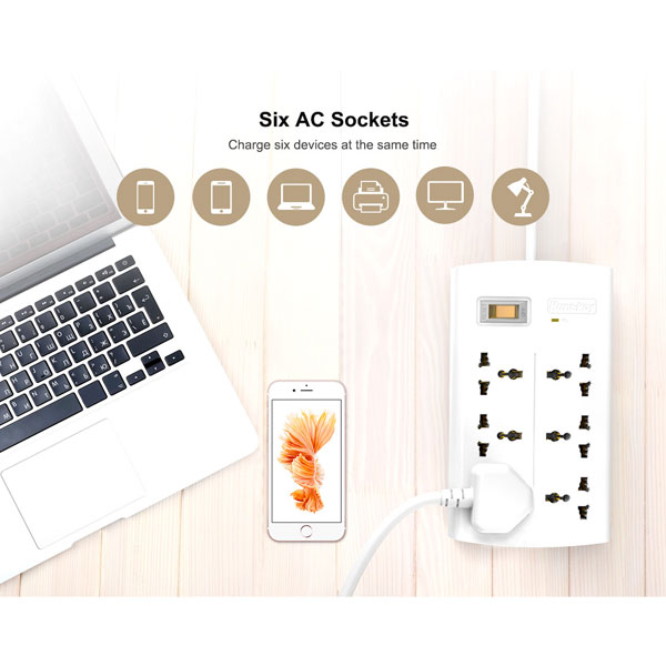 image of Huntkey SZM 604 6-Ports Surge Protection Power Strip with Spec and Price in BDT