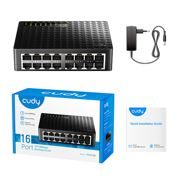 image of Cudy FS1016D 16-Port 10/100Mbps Desktop Switch with Spec and Price in BDT