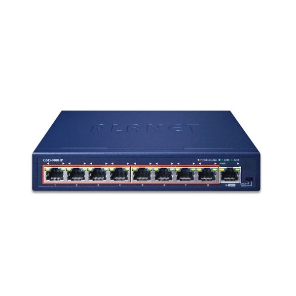 image of Planet GSD-908HP 8-Port Gigabit 100W PoE Unmanaged Switch  with Spec and Price in BDT