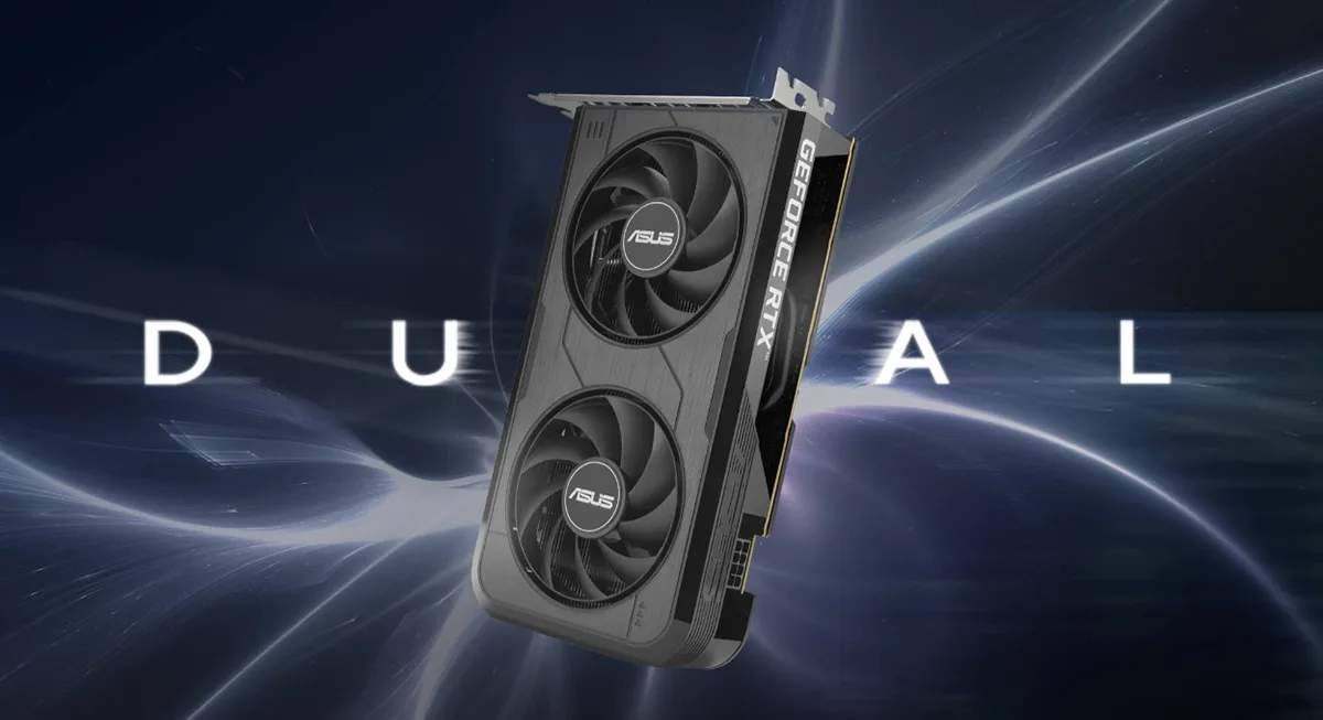 ASUS Dual GeForce RTX 5050 8GB Graphics Card promotional banner for gaming and performance PCs