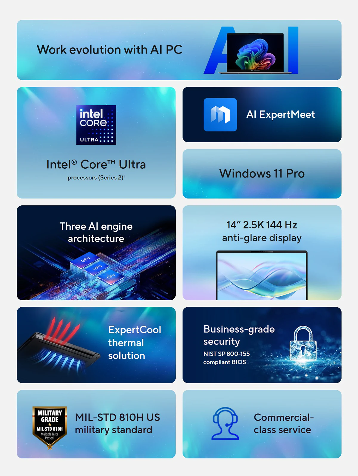 ASUS ExpertBook P5 P5405CSA-NZ1097 Intel Core Ultra 7 258V 32GB RAM 1TB SSD 14" 2.5K Display Business Series Laptop